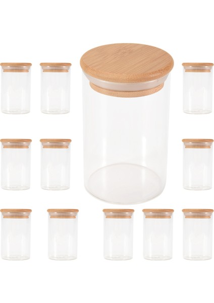 12 Parça Cam Kavanoz Seti (300 Ml), Bambu Kapaklı Şeffaf Baharat Kavanozları, Mutfak Tezgahı Düzenleyicisi Için Gıda Saklama Kavanozları (Yurt Dışından)