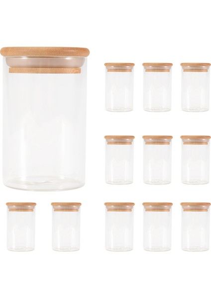 12 Parça Cam Kavanoz Seti (300 Ml), Bambu Kapaklı Şeffaf Baharat Kavanozları, Mutfak Tezgahı Düzenleyicisi Için Gıda Saklama Kavanozları (Yurt Dışından) fiyatları