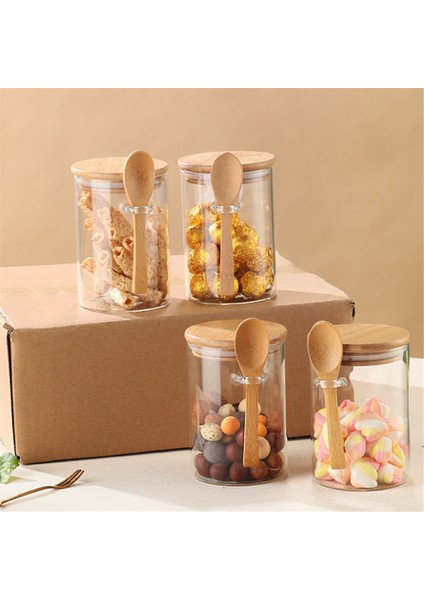Kapaklı ve Kaşıklı 4'lü Gece Boyu Yulaf Cam Kapları, Çay Demlemek Için Kaşıklı ve Kapaklı Cam Kavanozlar (Yurt Dışından) fiyatları
