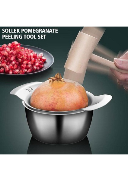 Nar Soyma Aleti Paslanmaz Çelik Nar Çekirdeği Çıkarma Aleti, Kase ve Ahşap Çekiç ile (Yurt Dışından) indirimleri