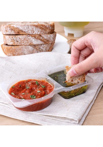 Kapaklı Çift Bölmeli Sos Kabı - 3 Oz 2 Bölmeli Atıştırmalık Kapları Yeniden Kullanılabilir Sos Kapları 25 Adet (Yurt Dışından) fırsatları