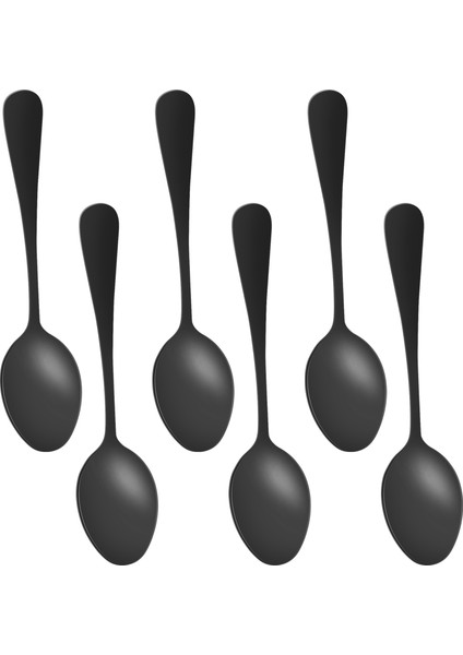 Siyah Çay Kaşığı, Mini Paslanmaz Çelik Pasta Kaşığı, Dondurma Kaşığı, Tatlı Kaşığı, 6'lı Set (Siyah Kahve Kaşığı) (Yurt Dışından)