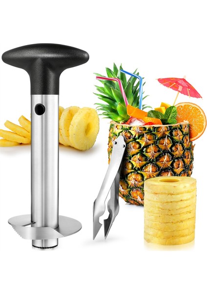 Üçlü Güçlendirilmiş Paslanmaz Çelik Ananas Kesici ve Çekirdek Çıkarıcı - Daha Kalın Bıçaklı Kullanımı Kolay Ananas Çekirdek Çıkarıcı (Yurt Dışından) fırsatları