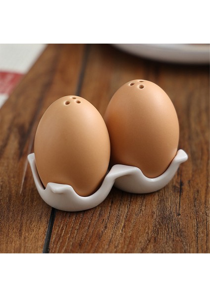 Seramik Tuz ve Biberlik Seti, Karton Tasarımlı Tutma Standlı Mini Kahverengi Yumurta Şeklinde Tuzluklar (Yurt Dışından) fiyatları