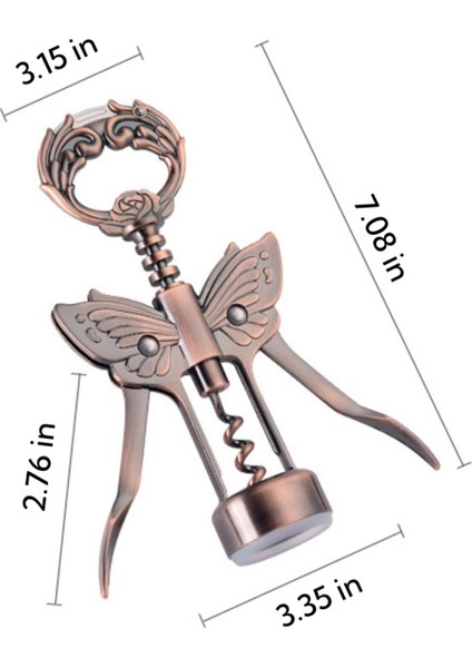 Şarap Açacağı, 3'ü 1 Arada Çinko Alaşımlı Premium Kanatlı Tirbuşon Şarap Şişe Açacağı ve Çok Amaçlı Şişe Açacağı Coppercolor (Yurt Dışından) fiyatları