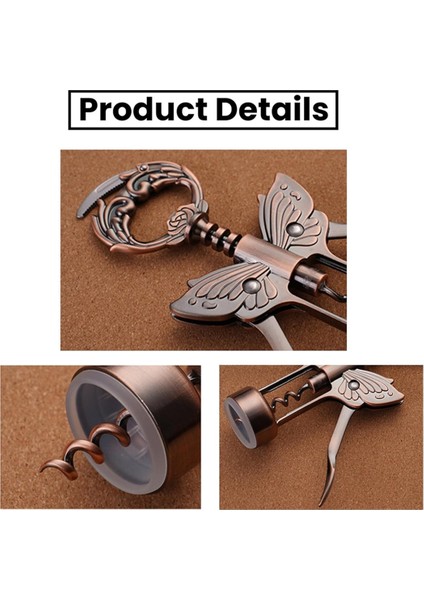 Şarap Açacağı, 3'ü 1 Arada Çinko Alaşımlı Premium Kanatlı Tirbuşon Şarap Şişe Açacağı ve Çok Amaçlı Şişe Açacağı Coppercolor (Yurt Dışından) modelleri