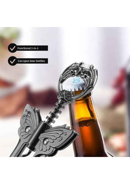 Şarap Açacağı, 3'ü 1 Arada Çinko Alaşımlı Premium Kanatlı Tirbuşon Şarap Şişe Açacağı ve Çok Amaçlı Şişe Açacağı Coppercolor (Yurt Dışından) indirimleri