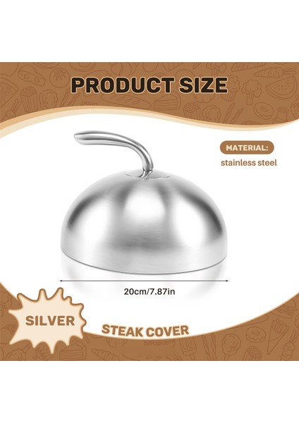 1 Adet 20 cm Paslanmaz Çelik Biftek Kapağı Teppanyaki Kubbeli Yemek Kapağı Ev Yuvarlak Yağ Geçirmez Yemek Kapağı Mutfak Pişirme (Yurt Dışından) fırsatları