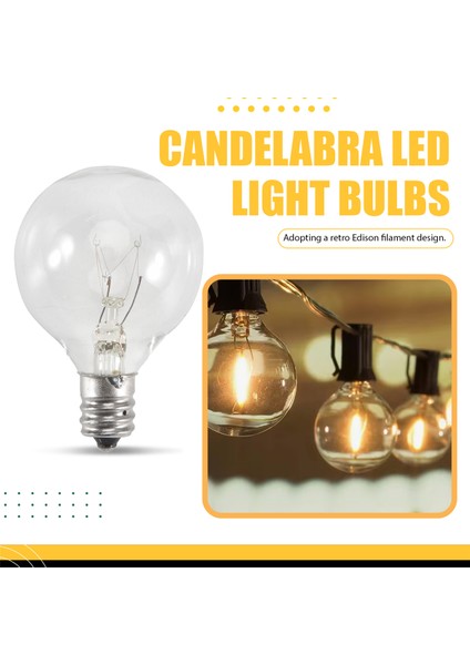 25PCS G40 Yedek Ampul E12 Candelabra Vida Base LED Globe Ampulleri Iç Mekan Dış Mekan Ipleri Işıklar Sıcak Beyaz (Yurt Dışından) fırsatları