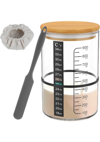 Cam Ekşi Maya Başlangıç Kavanozu Fermantasyon Kabı Tankı Geniş Ağızlı Ekşi Maya Kavanozu Mutfak Pişirme Gıda Saklama Için (Yurt Dışından)