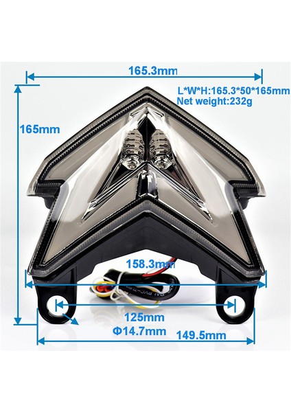 Motosiklet LED Arka Lamba Fren Arka Dönüş Sinyali Göstergesi Lamba Kuyruk Işığı Kawasaki Z800 ZX6R Z125 (Yurt Dışından)