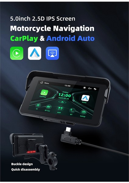 5 Inç Taşınabilir Dijital Motosiklet Gösterge Tablosu Motosiklet Navigasyon Ekran Kablosuz Carplay Moto Android Otomatik (Yurt Dışından) modelleri