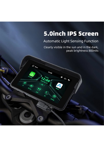 5 Inç Taşınabilir Dijital Motosiklet Gösterge Tablosu Motosiklet Navigasyon Ekran Kablosuz Carplay Moto Android Otomatik (Yurt Dışından) indirimleri