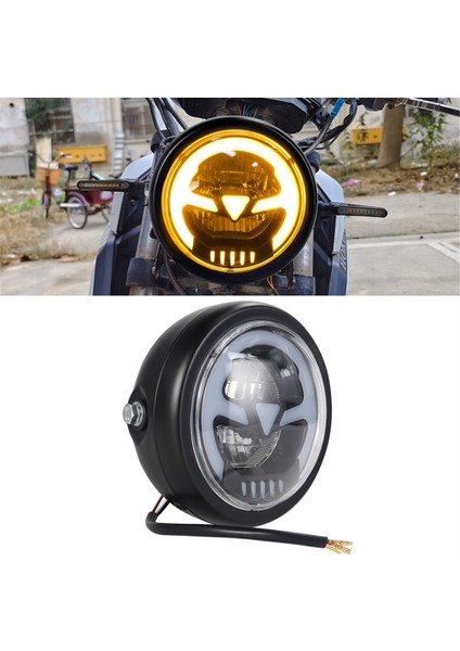 Evrensel Motosiklet 6.3 Inç 35W LED Fardıght Kafe Racer, Sarı Işık Için Yuvarlak Far (Yurt Dışından) fırsatları