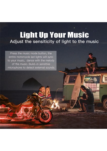 8pcs Motorcycle Undergow LED Işık Kiti, Uygulama Kontrolü Çok Renkli Motosiklet LED Işık Kiti Rgb Şeritler Işık Su Geçirmez (Yurt Dışından)