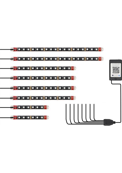8pcs Motorcycle Undergow LED Işık Kiti, Uygulama Kontrolü Çok Renkli Motosiklet LED Işık Kiti Rgb Şeritler Işık Su Geçirmez (Yurt Dışından) modelleri