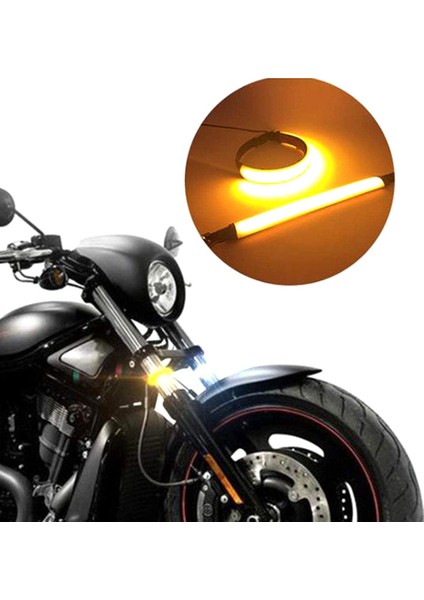 Evrensel Motosiklet Çatal LED Turn Sinyal Şerit Işıkları Kiti 45-70MM Çatal, 2 Adet Amber Için Uygun (Yurt Dışından) fırsatları