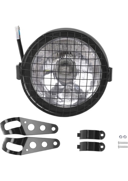 Retro Vintage Motorcycle Universal Yan Mount 35W 6.5 Inç Şeffaf Far Cafe Racer ile Grille + Braket Kiti (Yurt Dışından) fiyatları