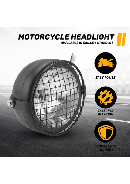 Retro Vintage Motorcycle Universal Yan Mount 35W 6.5 Inç Şeffaf Far Cafe Racer ile Grille + Braket Kiti (Yurt Dışından) fırsatları