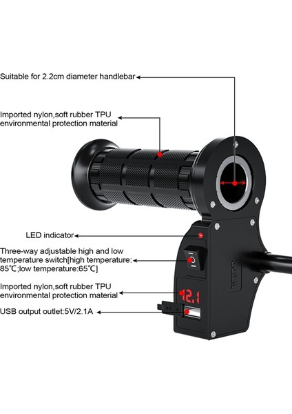 Isıtmalı Motosiklet Sapı, Motosiklet Elektrikli Isıtmalı Kol, Ayarlanabilir Gidon, 12V, Kırmızı Işık (Yurt Dışından) fırsatları