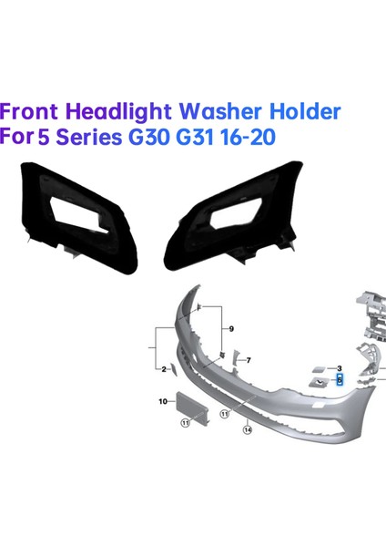 1paır Ön Far Yıkayıcı Tutucusu 51117385355 51117385356 Bmw 5 Serisi G30 G31 16-20 Far Far Yıkayıcı Jet Braketi (Yurt Dışından) fiyatları