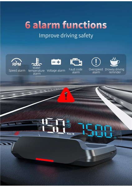 C7B Araba Obd Hud Kapsıyıcı Voltmetre Pusula Su Temp Projektör Navigasyon Akıllı Telefon Tutucu (Yurt Dışından) fiyatları