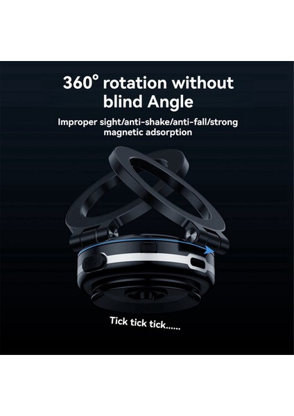 360 ° Dönen Vakum Adsorpsiyon Manyetik Braket Evrensel Araç Navigasyon Aleti Tablo Telefon Braketi Siyah (Yurt Dışından)