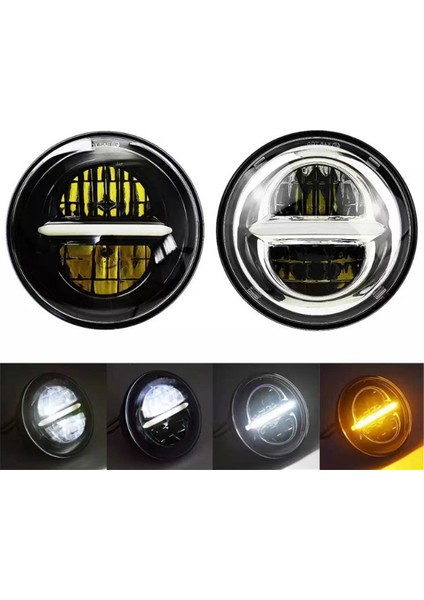 Retro Motorcycle 5.75 Inç LED Far Far Için Harley Far Gündüz Dönüş Sinyali Modifikasyonu Açık Siyah (Yurt Dışından) fiyatları