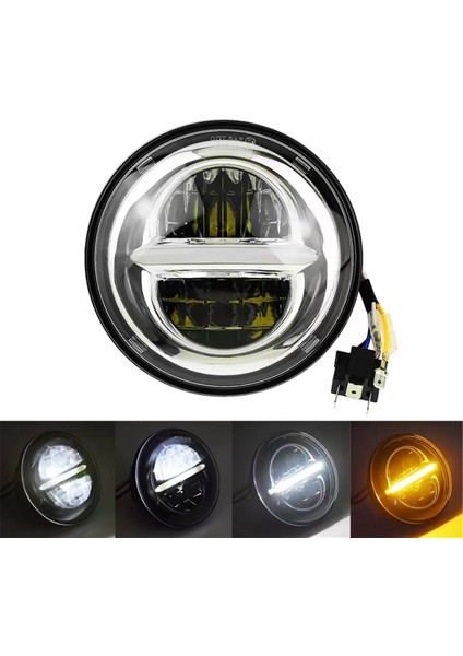 Retro Motorcycle 5.75 Inç LED Far Far Için Harley Far Gündüz Dönüş Sinyali Modifikasyonu Açık Siyah (Yurt Dışından) modelleri