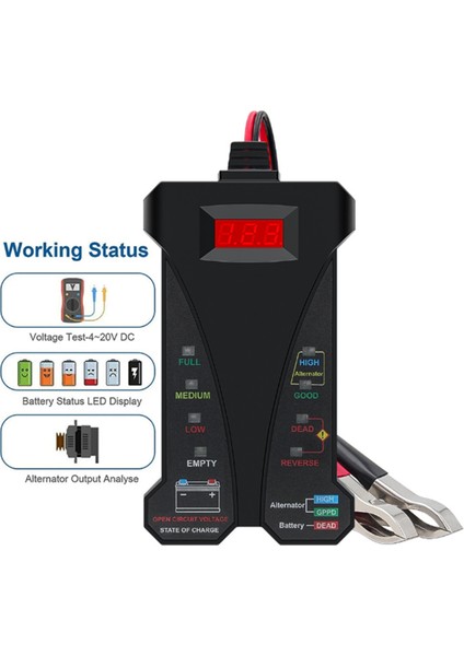 Araba Dijital LED Ekran Pil Test Cihazı 12V Pil Test Cihazı Şarj Sistemi Analizörü Klipsli Araba Motosikleti (Yurt Dışından) modelleri
