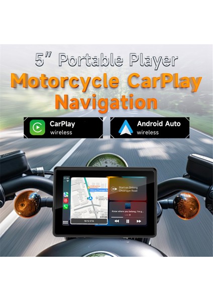 Taşınabilir Kablosuz Motosiklet Carplay &amp; Android Otomatik Ekran, Motosiklet Navigasyon Sistemi, 5in Dokunmatik Ekranlı Mp5 Oyuncu (Yurt Dışından) fiyatları