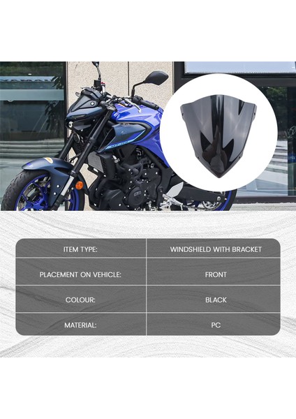 Yamaha MT03 mt 03 MT25 mt 25 2020 2021 Siyah Için Braket ile Motosiklet Cam Ön Cam Deflektörü (Yurt Dışından) modelleri