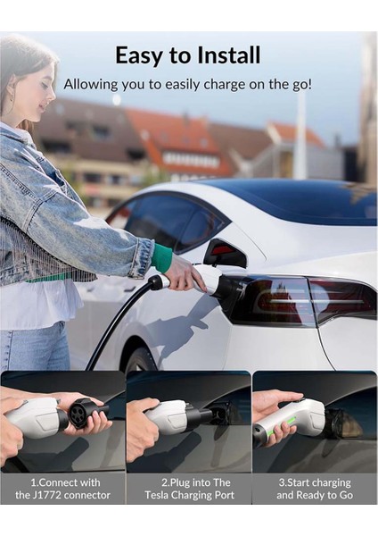 J1772 Tesla Şarj Cihazı Aksesuarları Için Tesla Şarj Adaptörü [max 80A 240V] Telsa Nacs Adaptörü, Kullanımı Kolay (Yurt Dışından) fiyatları