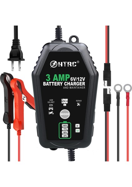 Htrc 6V 12V 3A Tam Otomatik Akıllı Darbe Pil Onarımı Şarj Cihazı Lityum Lifepo4 Kurşun Asit Pil, Ab Fiş (Yurt Dışından)