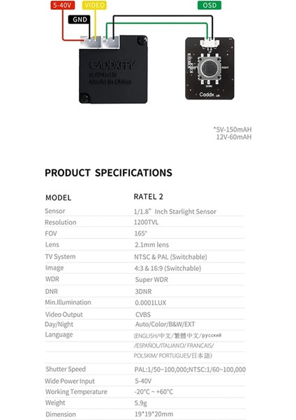 Caddx Ratel 2 V2 Fpv Kamera Için 1200TVL Lens 16: 9/4: 3 Ntsc/pal Değiştirilebilir 19X19MM Fpv Racing Rc Drone A Için (Yurt Dışından) indirimleri