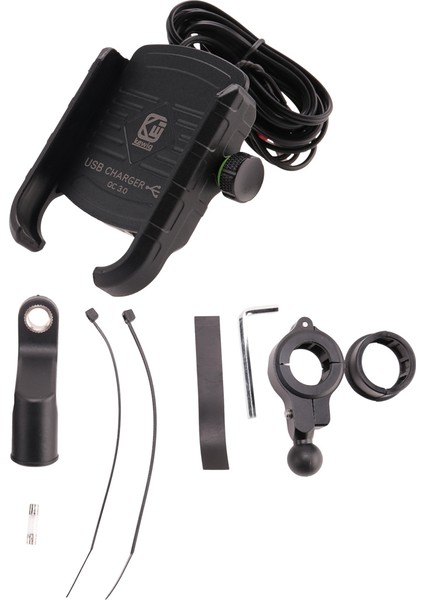 Kewiq Qc3.0 USB Hızlı Şarj Alüminyum Alaşım Motosiklet Telefon Tutucusu USB Şarj Cihazı 360 Derece Döndür Motosiklet Mepyon Telefon Tutucu Montaj (Yurt Dışından) modelleri