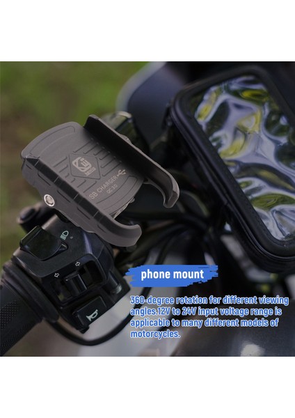 Kewiq Qc3.0 USB Hızlı Şarj Alüminyum Alaşım Motosiklet Telefon Tutucusu USB Şarj Cihazı 360 Derece Döndür Motosiklet Mepyon Telefon Tutucu Montaj (Yurt Dışından) fırsatları