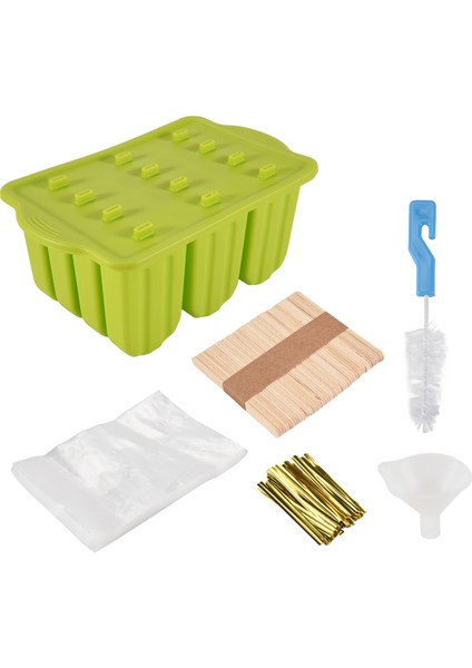 Silikon Popsicle Kalıbı, Popsicle Dondurma Yapımı Için Dondurulmuş Popsicle Kalıp Üreticisi, 50 Adet Popsicle Çubuğu ve Popsicle Poşeti (Yurt Dışından)