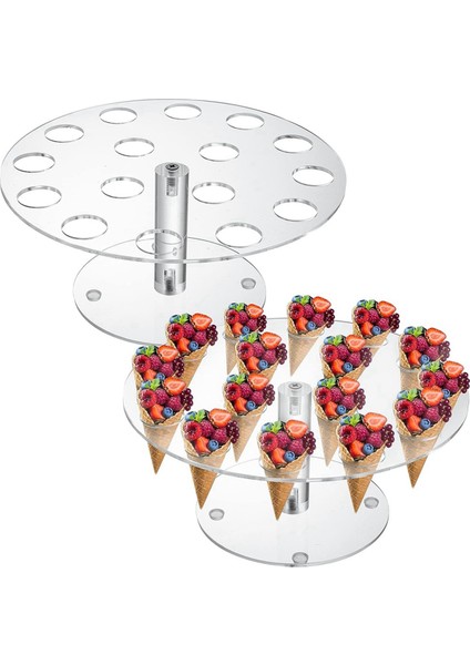 2'li Dondurma Külahı Tutucu, 16 Delikli Akrilik Dondurma Külahı Sergileme Standı, Şeffaf Waffle El Rulosu Suşi Sergileme Rafı (Yurt Dışından) fiyatları