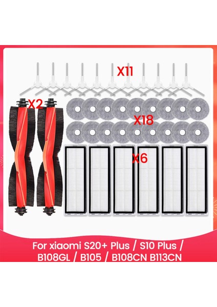 Xiaomi Robot Süpürge S20+ Plus / S10 Plus / B108GL / B105 / B108CN B113CN Parça Aksesuarları Filtre Ana Yan Fırça (Yurt Dışından)
