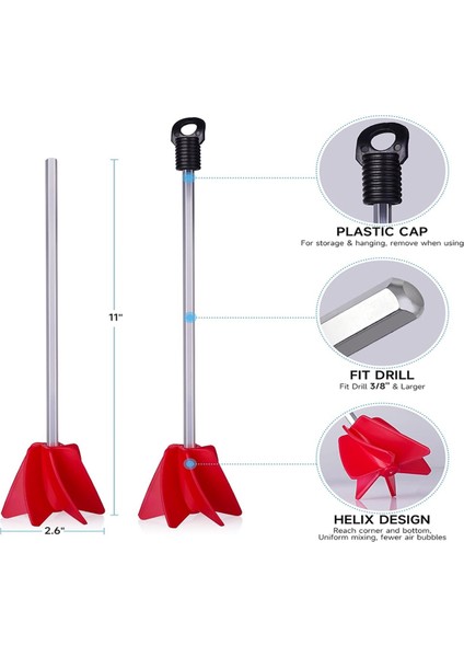 Helix Reçine Karıştırıcı, Matkap, Hızlı Karıştırma ve Güçlü Matkap Aparatı, 3/8 Inç ve Daha Büyük Matkaplarla Çalışma, Boya Karıştırıcı (Yurt Dışından) fiyatları
