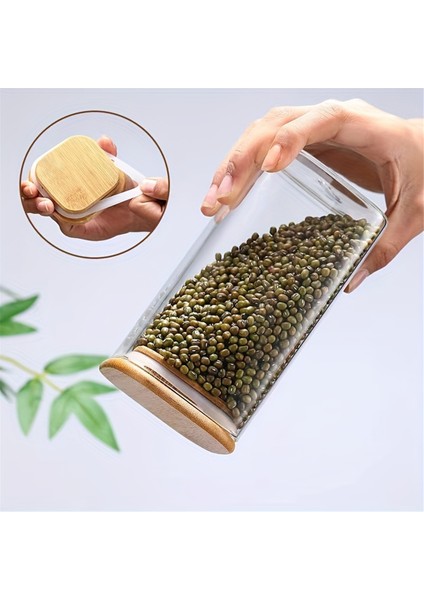 Hava Geçirmez Bambu Kapaklı Cam Kavanozlar - Atıştırmalık Şeker Saklama Kavanozu, Şeker, Yiyecek Saklama ve Daha Fazlası Için Çok Yönlü Şeffaf Kaplar (Yurt Dışından) modelleri