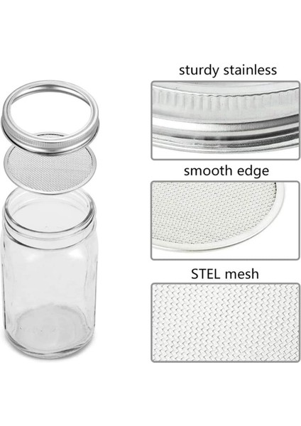 Filiz Yetiştirmek Için Geniş ve Geniş Ağızlı Kavanoz Için 4'lü Paslanmaz Çelik Filizlendirme Kavanozu Kapağı (Yurt Dışından) indirimleri