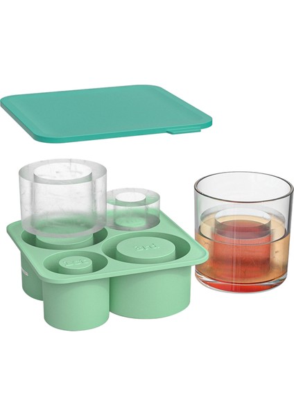 20/30/40 Oz Bardaklar Için 4 Içi Boş Silindir Buz Kalıbı Yapımı Için Kapaklı Silikon Buz Kalıbı, Kokteylleri Soğutmak Için Yeşil (Yurt Dışından)