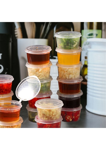 200 Takım Plastik Tek Kullanımlık Porsiyon Bardakları Kapaklı 40 ml Hava Geçirmez Sufle Kapları Sos Kapları Shot Bardakları (Yurt Dışından) fiyatları