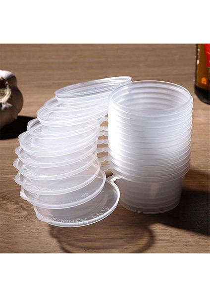 200 Takım Plastik Tek Kullanımlık Porsiyon Bardakları Kapaklı 40 ml Hava Geçirmez Sufle Kapları Sos Kapları Shot Bardakları (Yurt Dışından) indirimleri