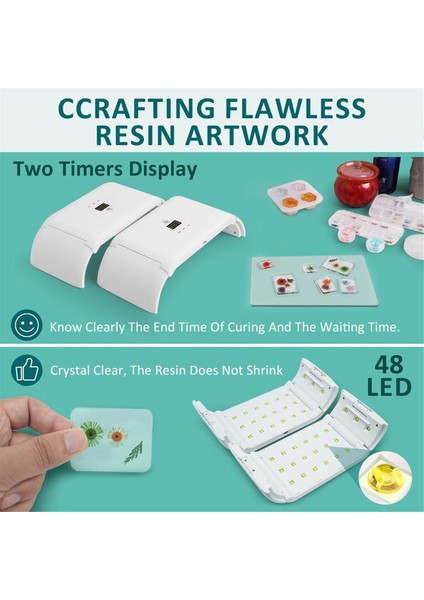 Reçine Için Geliştirilmiş Uv Işığı - Dijital Ekranlı Zamanlayıcılı Çift Taraflı 48 LED Uv Reçine Işığı, Katlanabilir Uv Reçine Kürleme Ab Fişi (Yurt Dışından) indirimleri