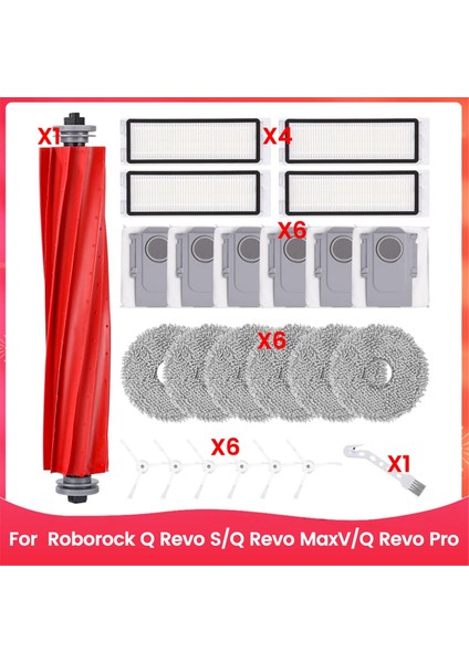 Roborock Q Revo S/q Revo Maxv/q Revo Pro Robot Süpürge Ana Yan Fırça Hepa Filtreler Paspas Bezi Toz Torbaları (Yurt Dışından)