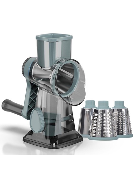 3'ü 1 Arada Döner Peynir Rendesi, Manuel Sebze Dilimleyici ve Kuruyemiş Öğütücü, Paslanmaz Çelik Mutfak Rendeleyici Şeffaf ve Mavi (Yurt Dışından)