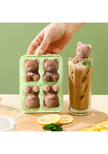 Yeni Dört Izgaralı Ayı Buz Kalıbı Silikon Buz Kalıbı Ev Yapımı Dondurma Popsicle Dondurulmuş Buz Topu Buz Kalıbı Sarı (Yurt Dışından) modelleri